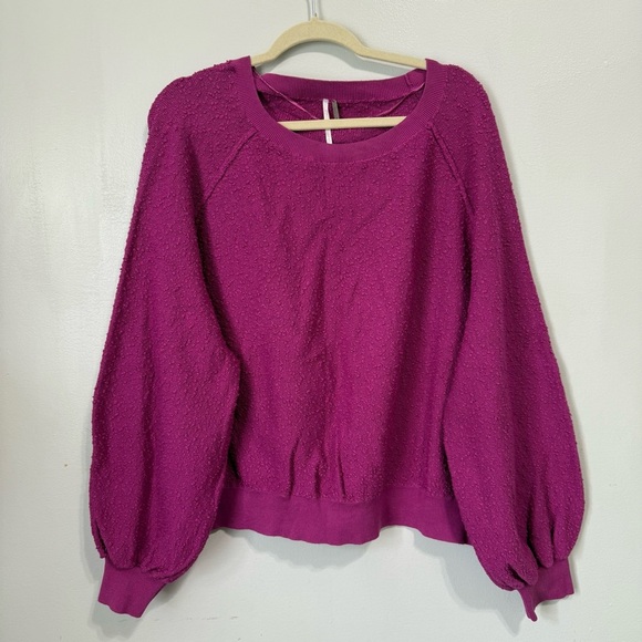 Free People Found My Friend Pullover Sweater in Wild Aster Pink Magenta Size XL - Picture 2 of 8